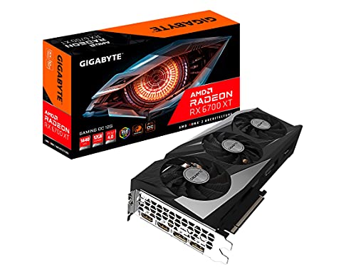 Radeon RX 6700 XT Gaming OC 12G Graphics Card, WINDFORCE 3X Cooling System, 12GB 192-bit GDDR6, GV-R67XTGAMING OC-12GD Video Card (Renewed)