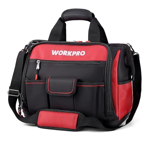 WORKPRO Werkzeugtasche Elektriker Wasserdichte Werkzeugtasche Profi, weite Öffnung & große Kapazität 42CM/16" aus 1680D Polyester, Schultergurt verstellbar, Multifunktion für Heimwerker Handwerker