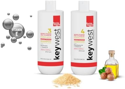 Keywest Professional Nanoplastia Sulfate Free Shampoo and Conditioner, Combo Pack of 2-100ml Each | For All Hair Types | Enriched with Oat Protein, Macadamia Oil + Vitamin E