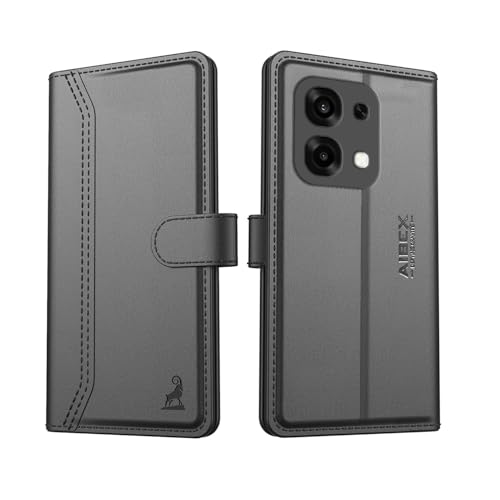 Image of AIBEX Compatible for Oppo F31 5G Flip Cover Leather Finish with Magnatic Closure | Inside TPU with Card Pockets | Wallet Stand | Complete Protection Flip Case -Black