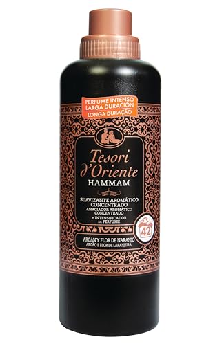 Tesori d'Oriente, Perfumador y Suavizante Líquido Concentrado para Lavadora Hammam, Aroma de Argán y Flor de Naranjo, Microcápsulas para Fragancia Duradera, Facilita el Planchado, 42 Lavados, 760ml