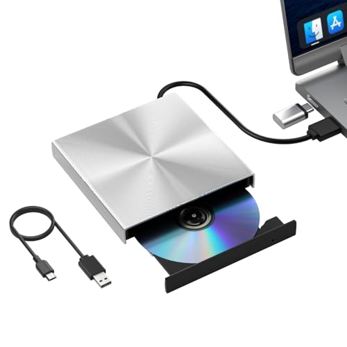 Alphami External Blu Ray DVD Drive Burner, USB 3.0 and Type-C Optical Slim Bluray CD DVD Reader Writter for Laptop Desktop PC Compatible with MacBook OS Windows XP/7/8/10/11 Linux