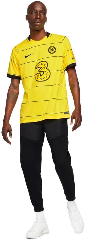 Nike Men's Chelsea FC EPL English Premier League Dri-Fit 2021/2022 Stadium Away Football Soccer Jersey Yellow/Black #CV7888 732 - Size Men's Small [Chelsea FC]