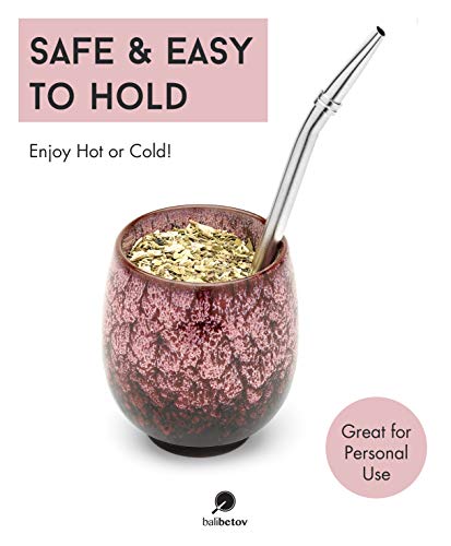 BALIBETOV Set de Mate - Taza Mate de Cerámica - Bombilla (Paja) y Cepillo de Limpieza Incluido - Calabaza Yerba Mate… - Imagen 5