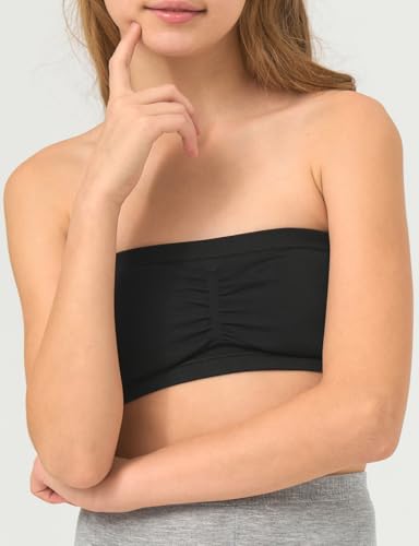 Suekaphin Girls Training Bra Padded Seamless Soft Bras for Girls Bandeau Bra Strapless Tube Bra with Removable Pads Pack of 54