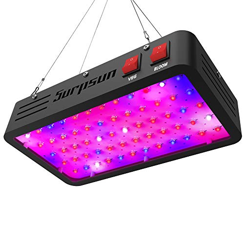 LED Grow Light, Surpsun Full Spectrum 600W Grow Lights with Veg and Bloom Double Switch, Dual Chips Plants Growing Lamp with Daisy Chain for Hydroponic Indoor Plants Veg and Flower