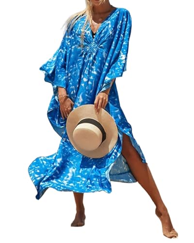 ASHER FASHION Kaftan Dresses for Women, Plus Size Swimsuit Cover Up for Poolside, Resort, and Loungewear