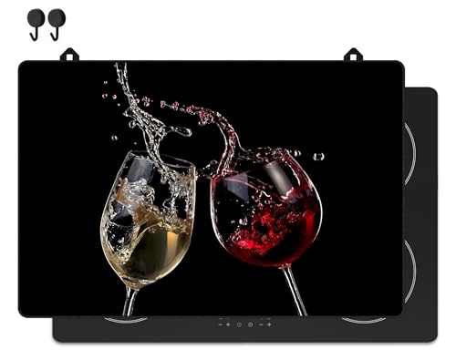 KitchyMist Protège Plaque Induction Vin - 78x52 cm - Déco cuisine - Protection pour plan de travail - Cuisson protégée - Fond de hotte de cuisine