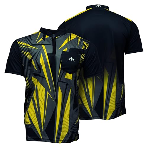 Mission Darts | Flint Dart Shirt | Collarless | Lightweight (Black & Yellow, 2XL)