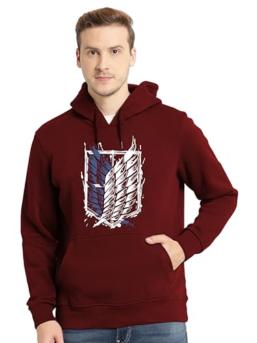 Image of Khakey Mens Cotton Hoodies | Cotton Sweatshirt with Hood | Attack on Titan Hoodies | Anime Hoodies for Men | P18