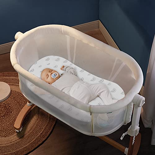 Bassinet Sheet Set 2 Pack Fitted Universal Microfiber Soft Cradle Sheets For Hourglass Rectangle And Oval Bassinet Mattress, Rainbow Bassinet Sheets For Girls And Boys #TOP5