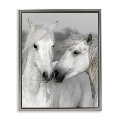 White Horse Wildlife Farmhouse, 16 x 20 Inch Canvas in Floater Frame
