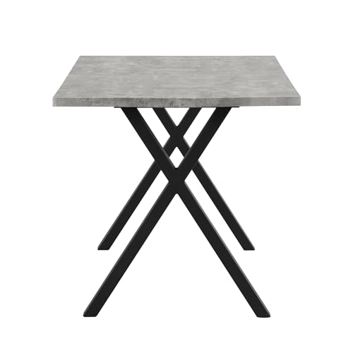 Table à manger rectangulaire moderne 140cm structure marbre gris et noir