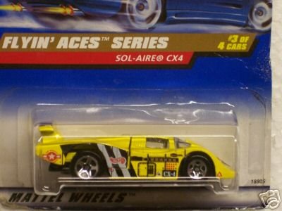 Hot Wheels Mattel 1998 1:64 Scale Flyin Aces Series Yellow Sol-Aire CX4 Die Cast Car 3/4