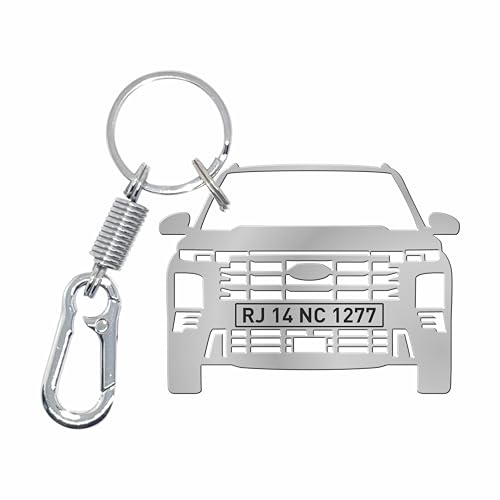 Image of Premium Personalized Stainless Steel Car Key Chain Customized Car Number Plate On Your Car Model Keychain Best Gift For Him Memorial Gift Keychain, Silver