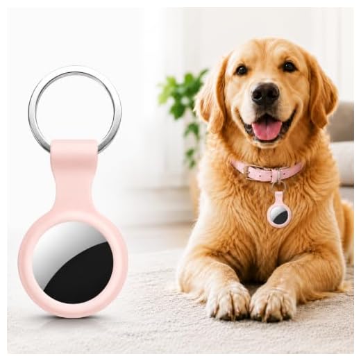 AirTag Holder Keychain Case Compatible with Apple Air Tag 1st 2nd Gen, Silicone Protective Cover GPS Finder Accessories, Anti Scratch Shockproof Sleeve for Keys Luggage Bags Pet Collar Pink