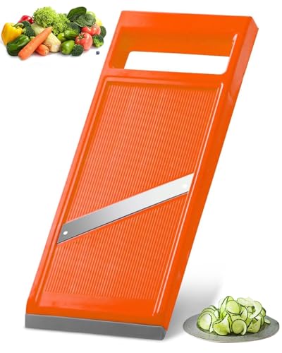 FUGLUS 1pcs mandolina de Verduras Portátil Extra Afilada, mandolina de Mano de Acero Inoxidable Apta para Lavavajillas, mandolina de Cocina con Mango Ergonómico para Patatas Zanahorias Pepinos