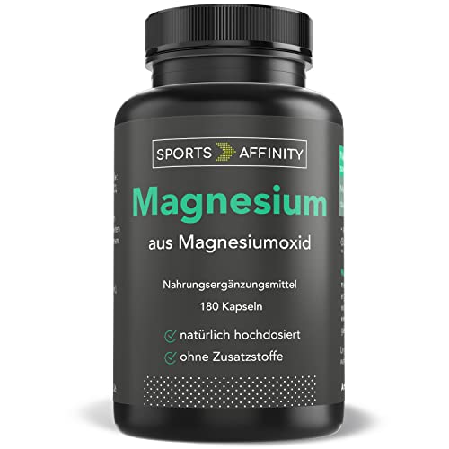 Sportsaffinity Magnesium I hochdosierte Kapseln mit 696mg Magnesiumoxid davon 420mg reines Magnesium I natürlich vegan & laktosefrei I Premium Qualität I 180 Kapseln für 6 Monate Cover