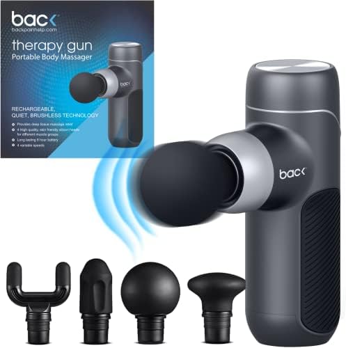 Back Therapy Gun, Portable Mini Muscle Massage Gun - Handheld Deep Tissue Percussion Electric Massager for Pain Relief , Super Quiet with Premium Silicon Massage Heads