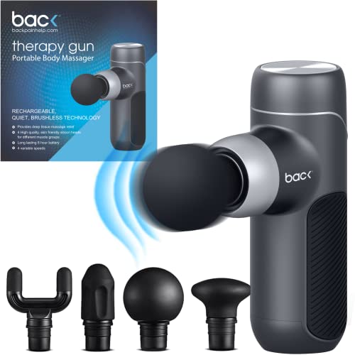 BACK Therapy Gun, Deep Tissue Muscle Massager, Professional Handheld Muscle Massage Gun, Powerful Percussion Muscle Gun for Muscle Pain Relief Recovery with 4 Silicon Massage Heads