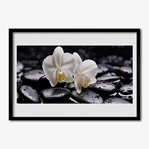 Affiche encadrée 70x50 cm spa d'orchidée zen pour décorer un salon cocooning