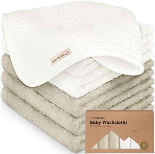 6-Pack Babywaschlappen für Babys, Kinder, Weiche Absorbierende(White/Stone) | Bambus-Waschlappen für Babys, Kinder, Neugeborenen-Badehandtücher, 25 x 25cm, Sanft für empfindliche H