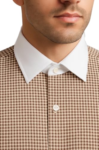 Image of Men's Premium Cotton Formal Dress Shirt - White Collar & French Cuffs with Cufflinks | Solid White, Micro Check & Striped for Office, Wedding