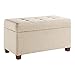 OSP Home Furnishings Metro Tufted Rectangular Storage Ottoman with Padded Upholstery and Soft Closing Hinges, Cream Fabric