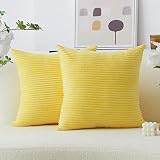 Home Brilliant Yellow Euro Pillow Shams 60x60 cm Set of 2 for Couch Bed Square Large Decorative Pill