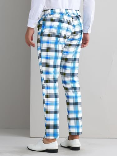 Lars Amadeus Men's Classic Plaid Dress Pants Flat Front Checked Office Prom Trousers3