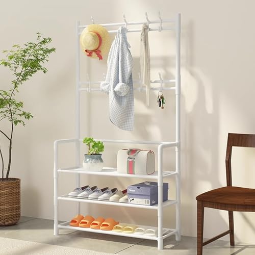 SKW 玄関シューズラック L字型 組み立て簡単 大容量 省スペース おしゃれ 靴棚 (ホワイト, 幅60cm (3層))