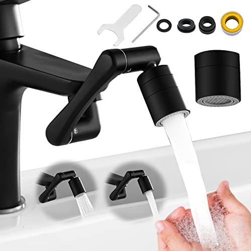 Wasserhahn Aufsatz, Yeelan 1440° Drehbarer Multifunktionaler Verlängerungshahn mit 2 Sprühfunktion, Universal Luftsprudler Wasserhahn für Bad Küche, Perlatoren für Wasserhähne Cover