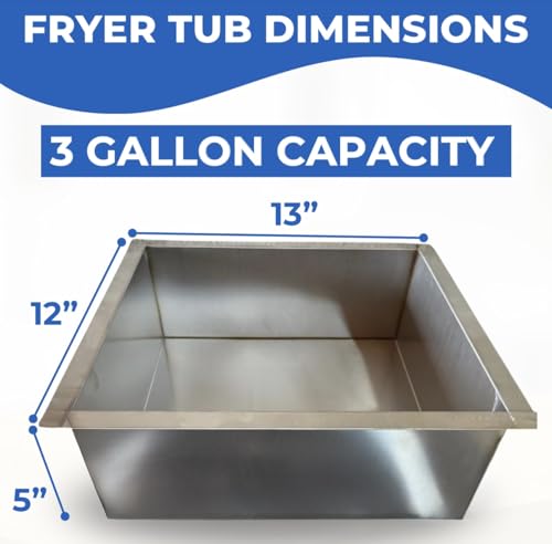 Deep Fryer Cart with 30 lb 3 Gallon Single Tank | Stainless Steel | Portable 4 Wheel | 2 Fryer Baskets | 2 Pan Steam Table | Outdoor Propane Frying Cart for Chicken, Fish, & More | Commercial & Home