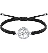 J.Endéar Damen Armband Lebensbaum Silber 925, Handgemachte Geflochtene Kordel Verstellbare Seilke...