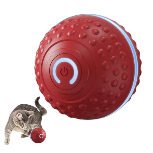 Pruojhw Pelota Móvil para Gatos,Bola Automática con Luz para Gatos - Mordedor para Gatitos De Todos Tamaños para Afilar Dientes