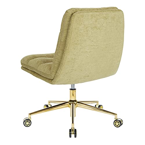 Osp Home Furnishings Legacy Mid-Century Modern Padded Scoop Office Chair With 360 Degree Swivel, Olive Fabric #TOP3