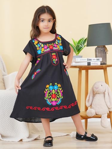 Mexican Dress for Girls Traditional Fiesta Kids Embroidered Dresses Girl Cinco De Mayo Clothes Vestido Mexicano3