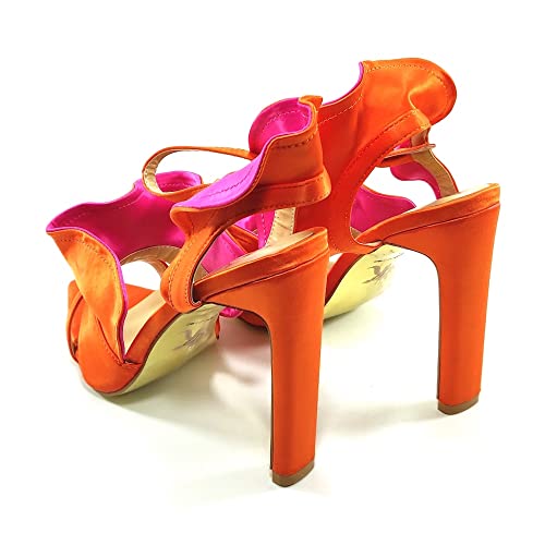 Alexis Pumps, Orange and Pink Open Toe Heels3