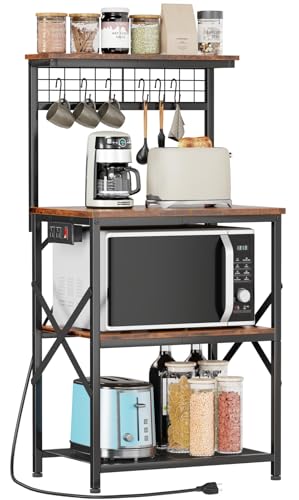 Catálogo de Walmart Muebles de Cocina de esta semana. 50 SUEHOO Alacenas para Cocina, Estantes Organizadores de 4 Niveles con Enchufes y 6 Ganchos, Muebles para Microondas Mueble Multiusos de Cocina para Sala, Cafetería