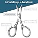 Kootinn Small Facial Hair Scissors, Stainless steel Straight Tip Snips Beauty Grooming Kit for Eyebrows, Nose, Ear, Beard, Moustache Trimming with Leather Case - Silver