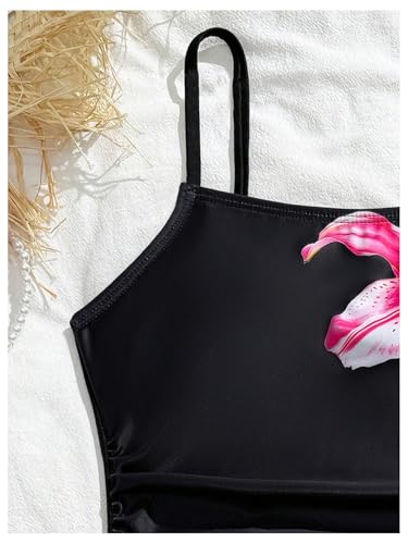 Image of Milumia Girl's Floral One Piece Swimsuit Bow Tie Side Spaghetti Strap Bathing Suit