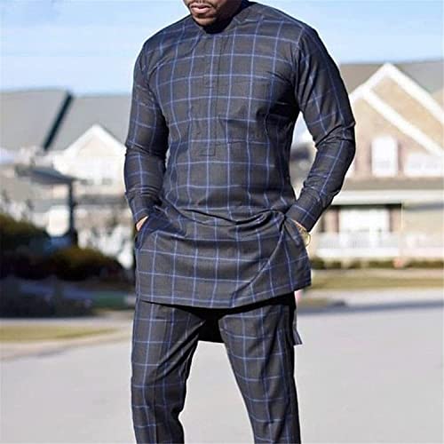 Men's 2 Piece Set African Dashiki Dress Shirt Long Sleeve Gentlemen Pullover Tribal Ethnic Party Pants2