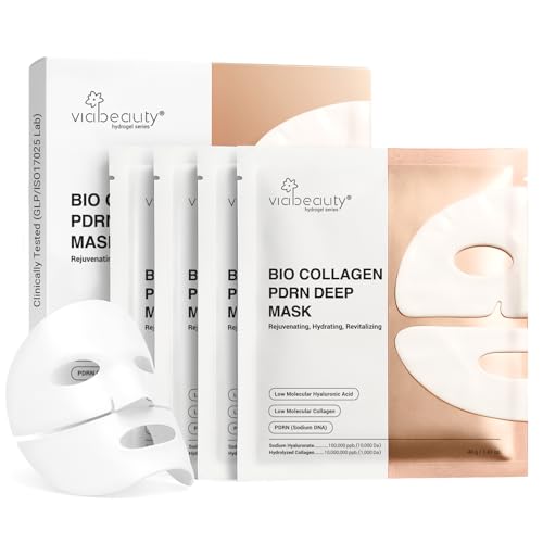 Bio Collagen Face Mask with PDRN and Hyaluronic Acid - Hydrogel Collagen Mask Overnight - Deep Hydrating, Glass Skin, Firming & Rejuvenating Skincare| 1.41oz(40g) x 4ea