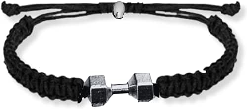 Fitness Bracelet, Motivational Dumbbell Charm Adjustable Bracelet for Men &