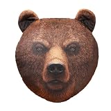 XIGUI 15.8 inches Bear's Head Stuffed Animal,Tiger Plush Toy,Realistic Bear's Head Head Plush Toy Pillow,for Kids Boys Girl Soft Pillow Jungle Birthday Valentine (Black)