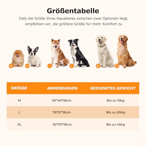 Growaystory Hundebett orthopädisches Hundesofa Hundecouch mit eierförmiger Ergonomischer Kistenschaum waschbar rutschfest (76x51x18CM, 3-seitiger Umrandung)