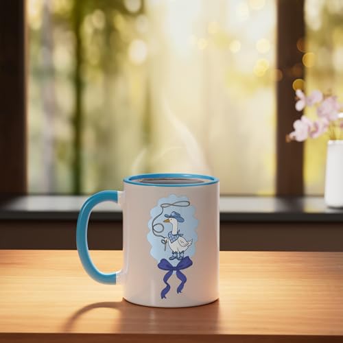 Mug de cerámica azul y blanco 11 onzas miniatura 3