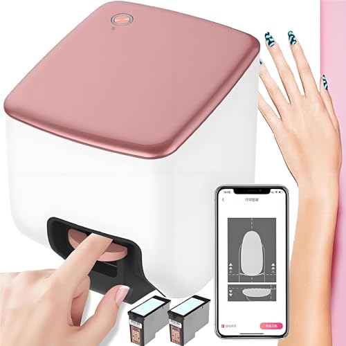 Soflightmok Nail Printer Nail Art Machine,Portable 3D Nail Painting Machine-Upgrade 2 Ink Cartridges,1000+ Designs, DIY Nail Printer Control Through Mobile App for Home Salon,Cute Girls Women Gift