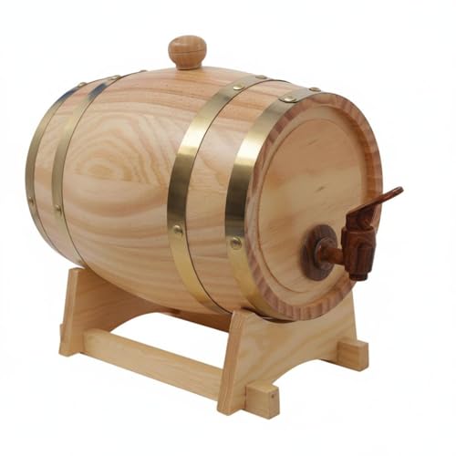 predolo Tonnelet à Vin avec Robinet et Support Design Vintage Tonneau à Vin en Bois avec Support Améliore Le Parfum Petit Fût en Bois de Pin pour Cuisine,...