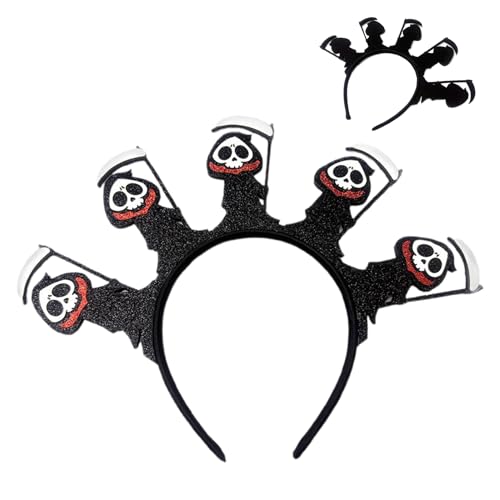 Diademas de Halloween para mujer, diadema de calavera fantasma, diadema de lentejuelas brillantes para actuaciones en escenario, cosplay, boda